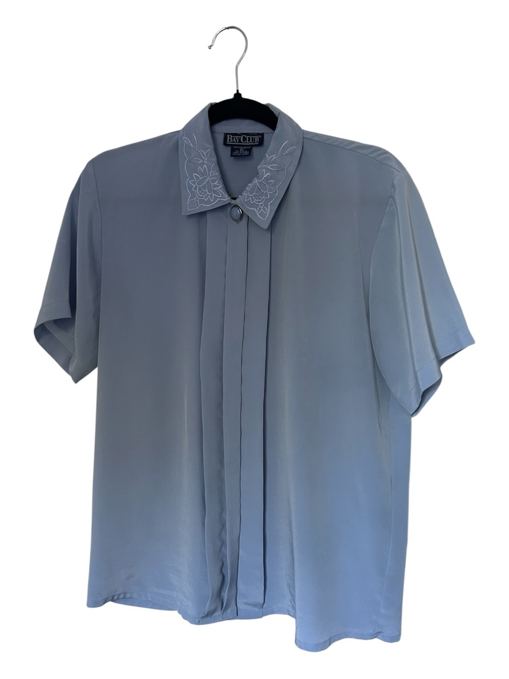 VTG Bay Club Light Blue Short Sleeve Embroidered Collar Blouse